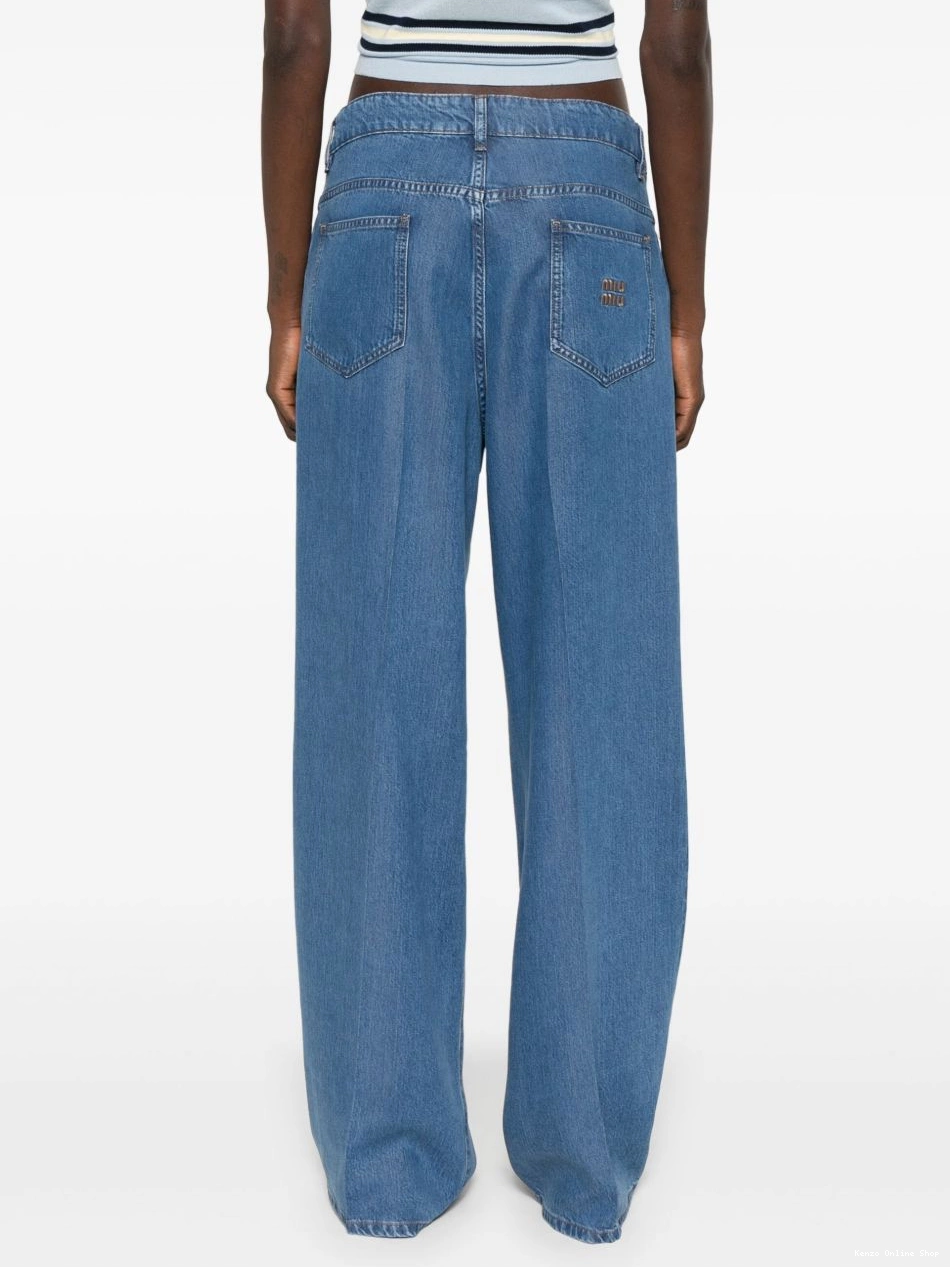 Affordable straight-leg Kenzo Women jeans logo-embroidered 0402